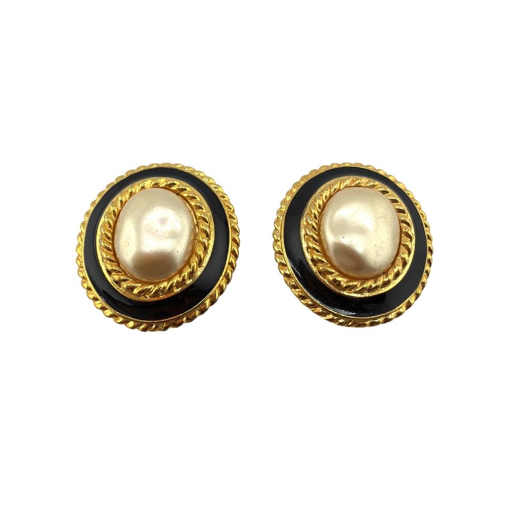 Vintage Carolee Designer Button Clip  Earrings